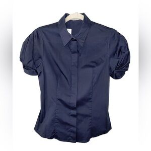 PRADA Short Sleeve Black Button up with cute sleeve detailing